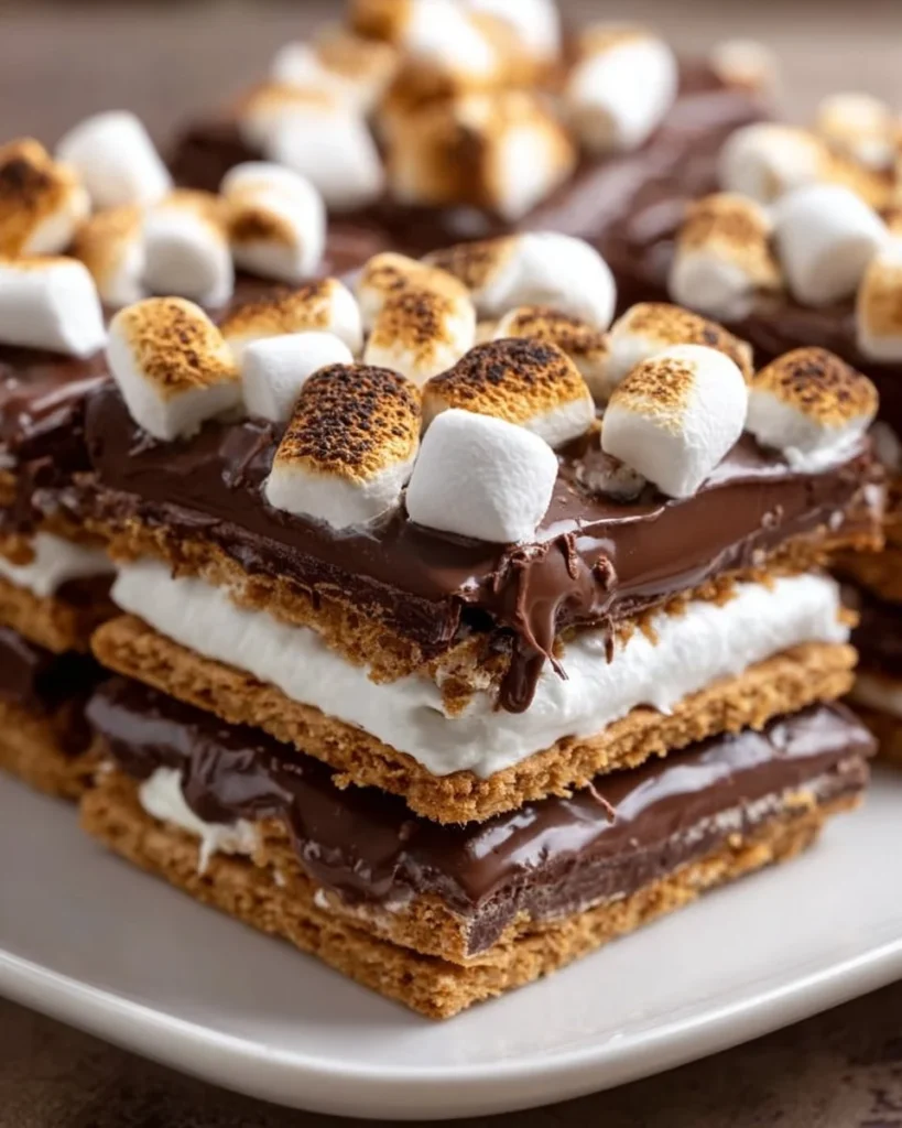 Delicious baked s'mores with melted chocolate and marshmallows