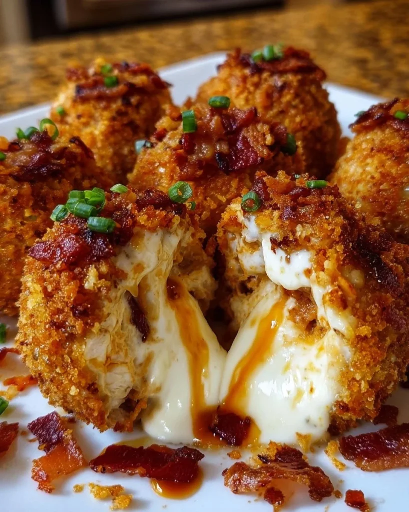 Buffalo Chicken Bacon Mozzarella Bombs on a serving platter