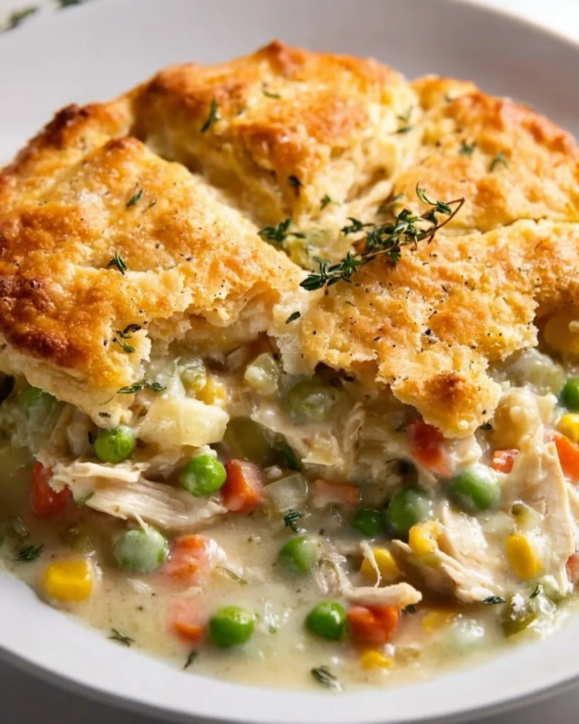 Delicious Chicken Pot Pie Casserole fresh out of the oven.