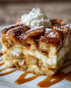 Delicious Cinnamon Roll Apple Lasagna with layers of cinnamon rolls and apples
