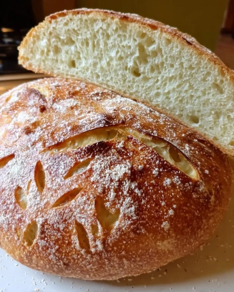Loaf of classic artisan sourdough bread with olive oil and honey