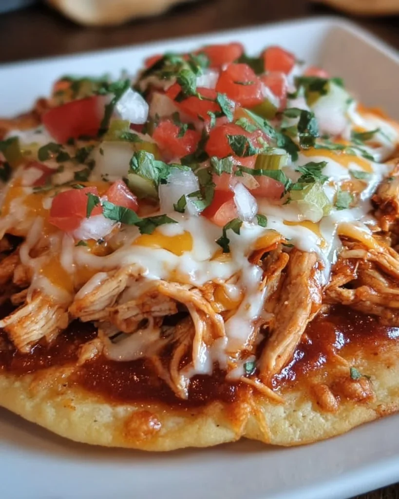Mexican Chicken Tortilla Pizzas topped with cheese, salsa, and fresh ingredients.