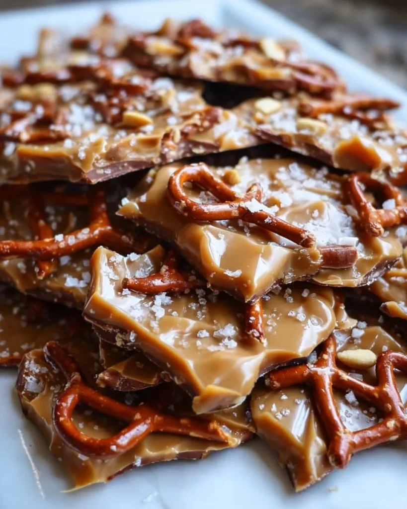 Delicious Peanut Butter Pretzel Bark made with creamy peanut butter and crunchy pretzels