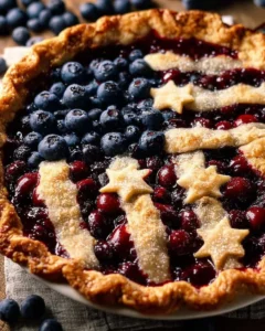 Delicious blueberry cherry pie with fresh berries and a golden crust.