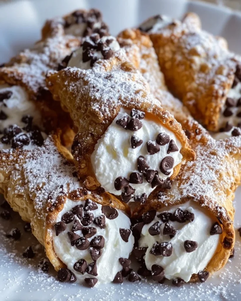 Delicious homemade cannoli cookies featuring ricotta filling and chocolate chips.