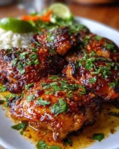 Delicious Chipotle Honey Glazed Chicken Thighs on a plate