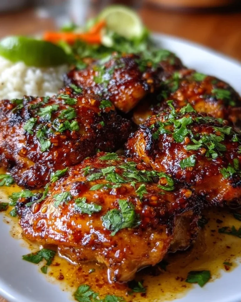 Delicious Chipotle Honey Glazed Chicken Thighs on a plate