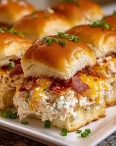 Delicious Crack Chicken Sliders served on a plate