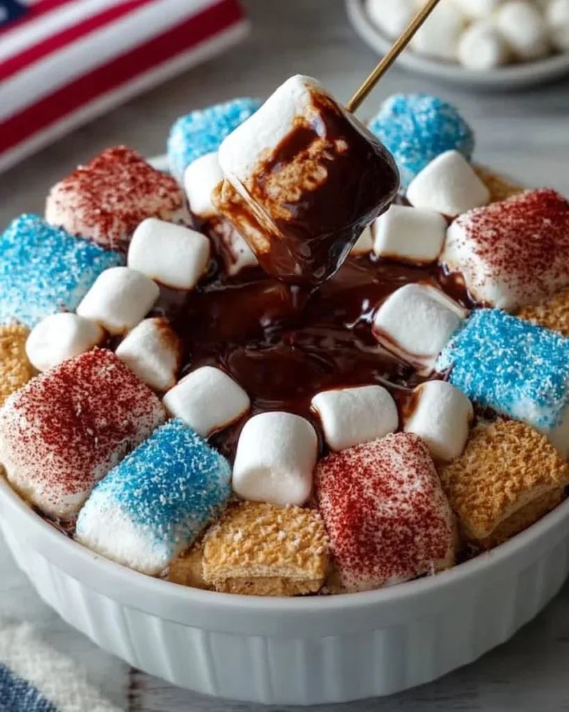 Delicious easy S’mores Dip served with graham crackers and chocolate