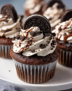 Delicious Oreo Cupcakes with creamy frosting and cookie crumbles