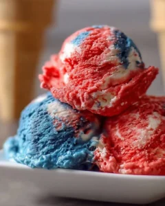 Patriotic Blue Red Ice Cream in a bowl, perfect for summer celebrations