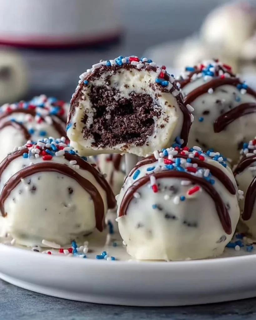 Delicious quick Oreo chocolate truffle bites on a plate