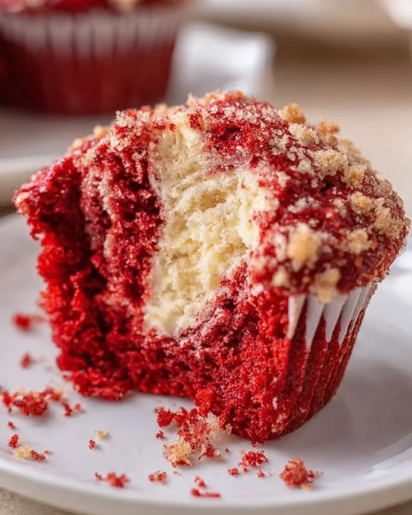 Delicious red velvet cream cheese swirl muffins fresh out of the oven