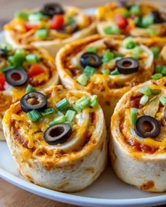 Delicious Taco Cream Cheese Pinwheels appetizer on a platter