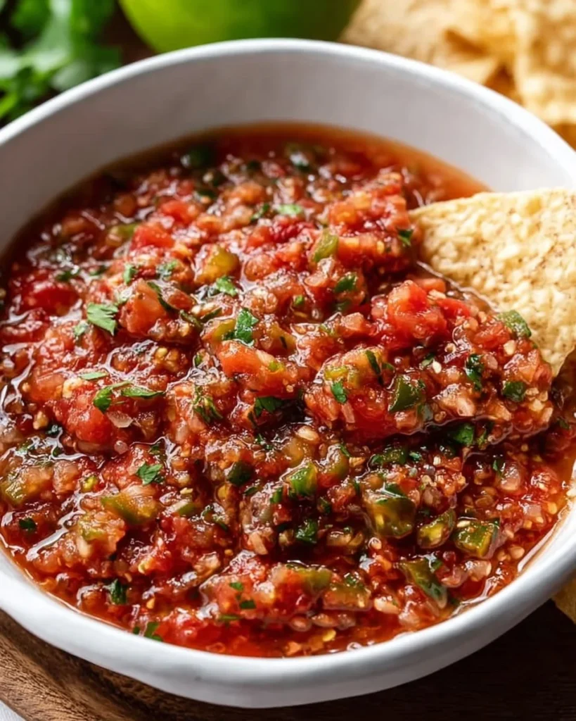 Delicious homemade salsa recipe with fresh ingredients in a bowl