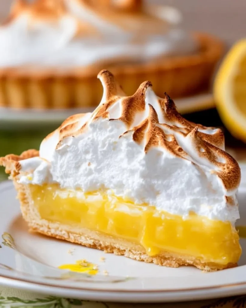 Delicious Lemon Meringue Tart topped with fluffy meringue and fresh lemon slices