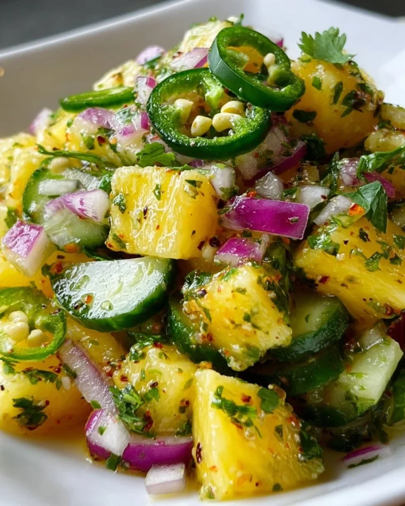 Delicious Pineapple Cucumber Salad with vibrant colors and fresh ingredients