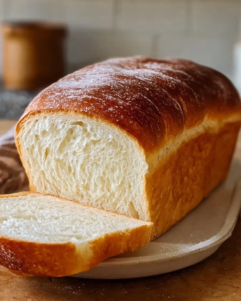 Soft and fluffy sourdough sandwich bread fresh out of the oven
