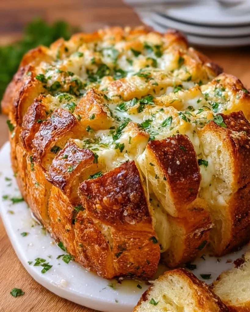 Delicious pull-apart garlic bread made with sourdough discard