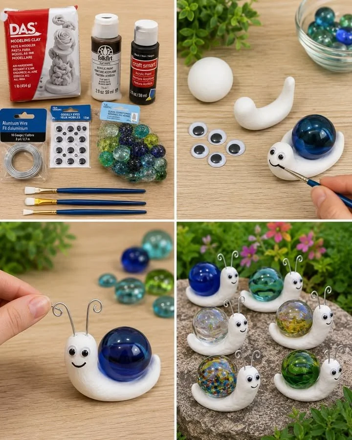 Clay Marble Snail Garden Decor