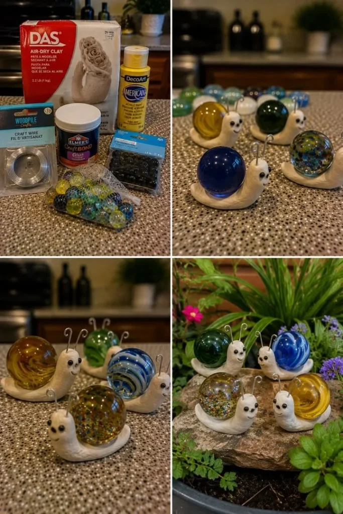 DIY marble snail garden decor ideas and projects for unique outdoor designs