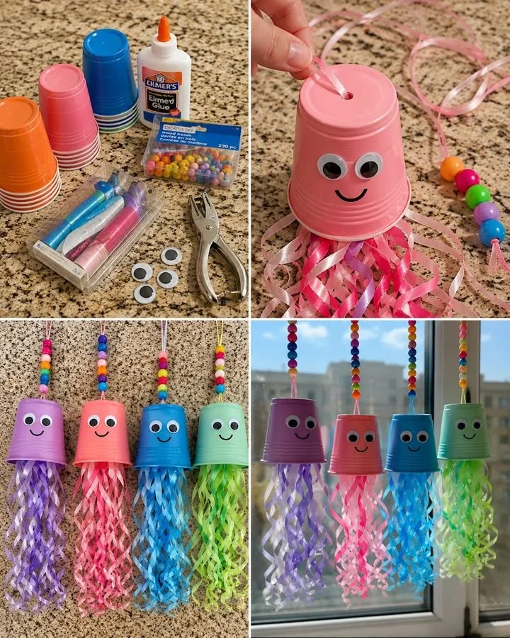 Plastic Cup Jellyfish Wind Chimes swaying gently in the wind