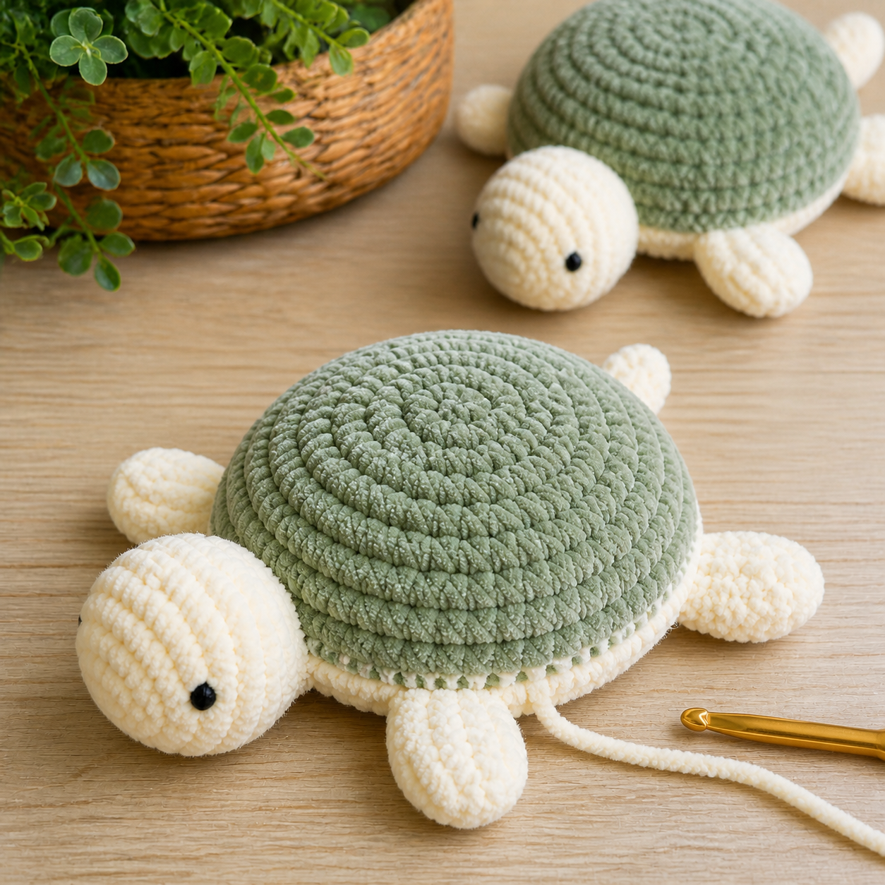 Mid-progress turtle shell after color change to cream underside