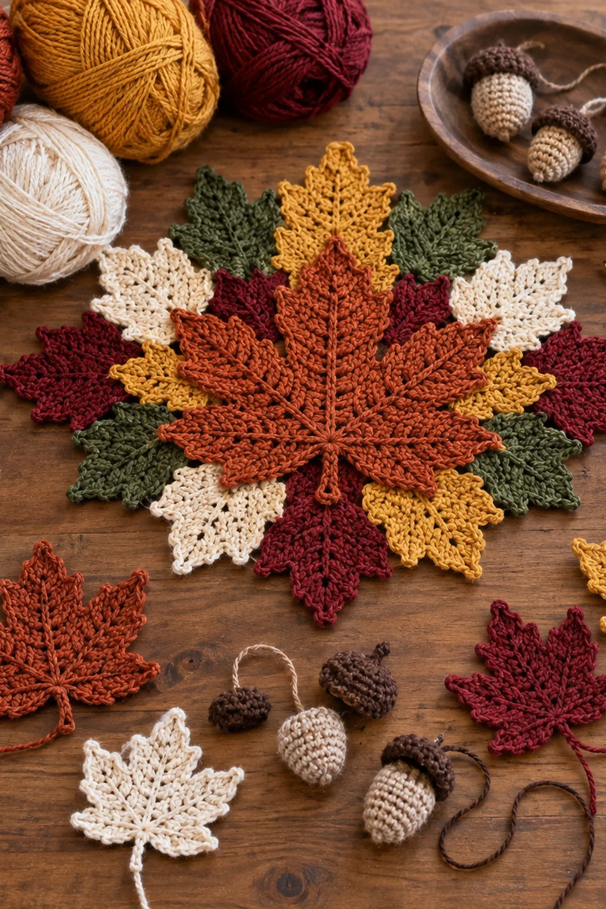 Autumn Maple Leaf Table Centerpiece Pattern: materials view.