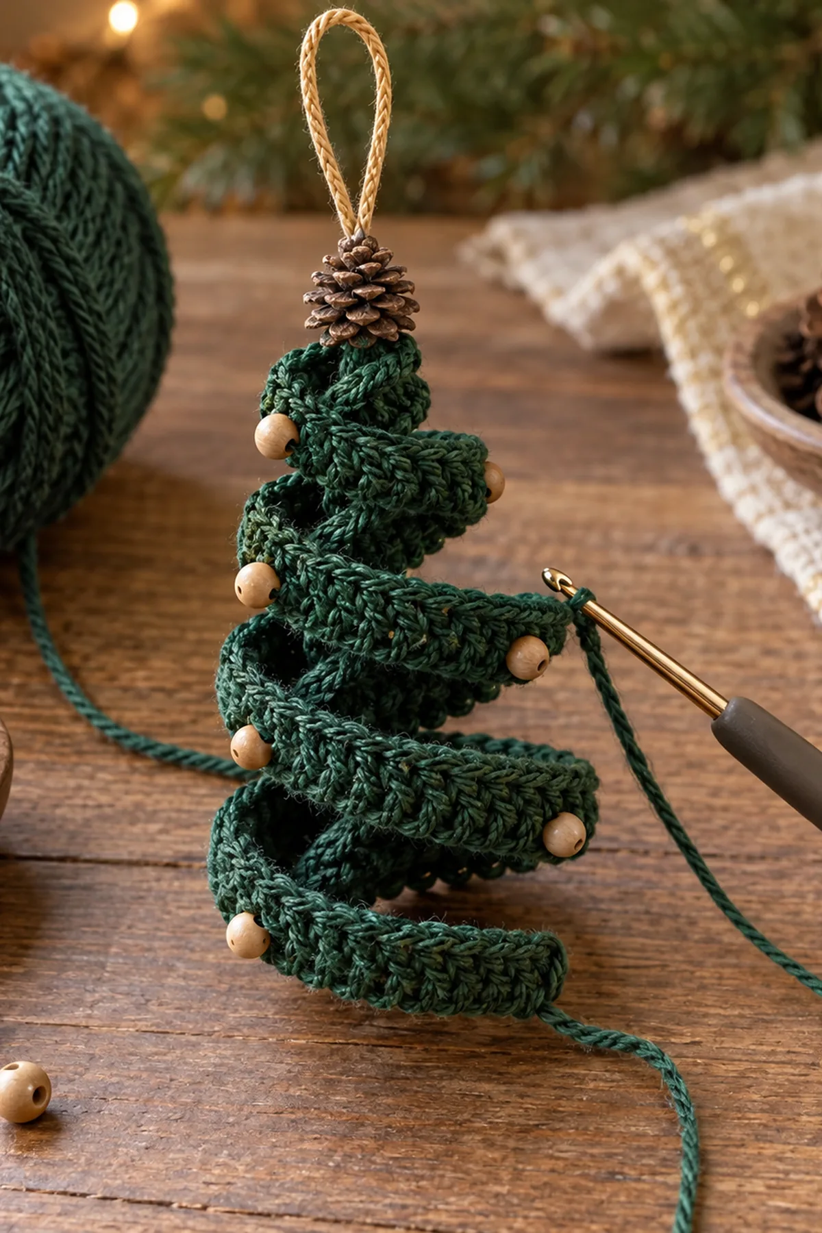 Assembly pieces for Beaded Spiral Pine Ornament