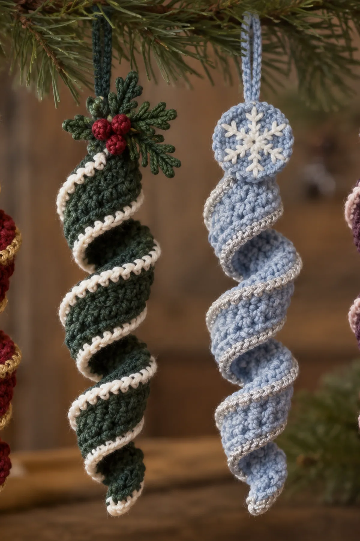 Crochet detail for Christmas Crochet Spiral Ornaments