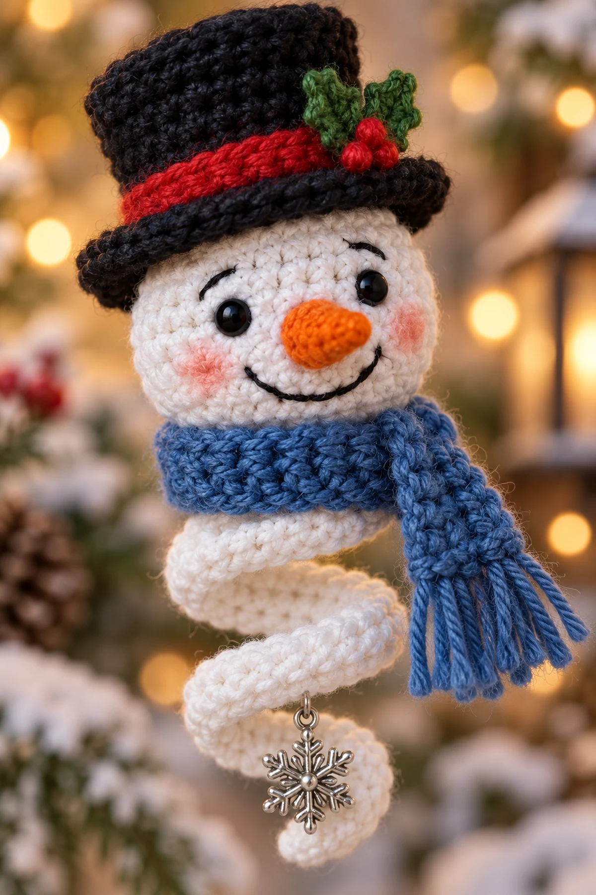 Christmas Snowman Winter Spiral Free Pattern: detail view.