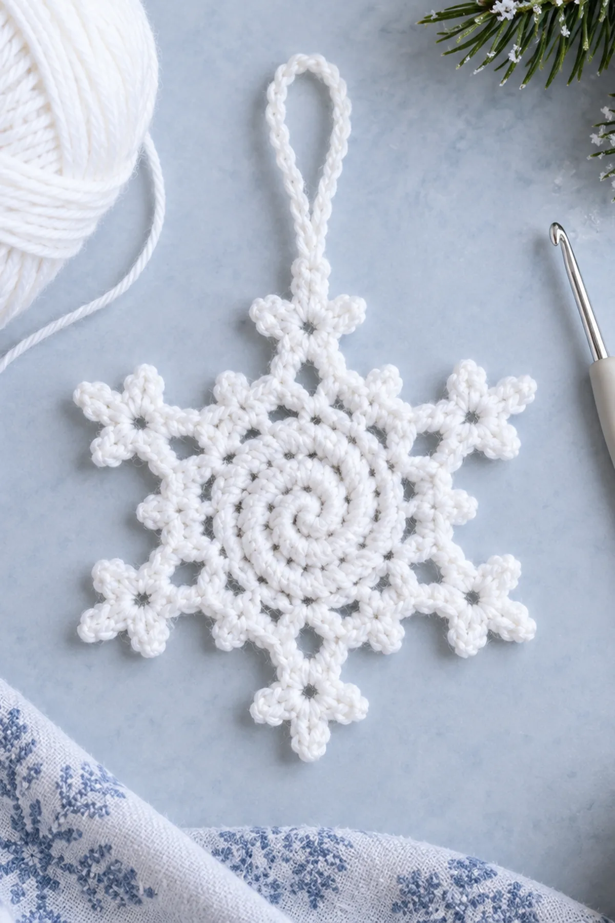 Christmas Star, Spiral & Holly Bell Ornament: progress 02 view.