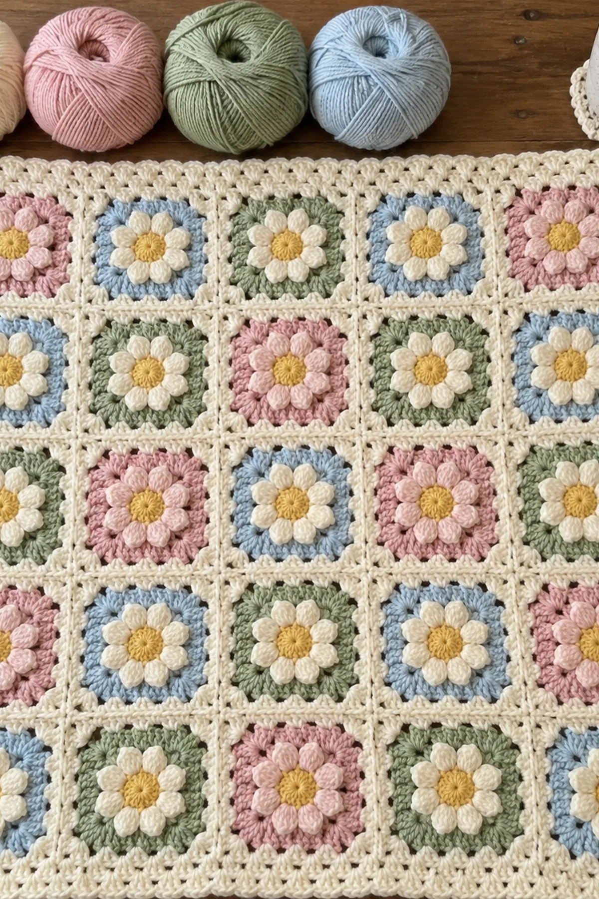 Materials for Floral Granny Square Baby Blanket Pattern