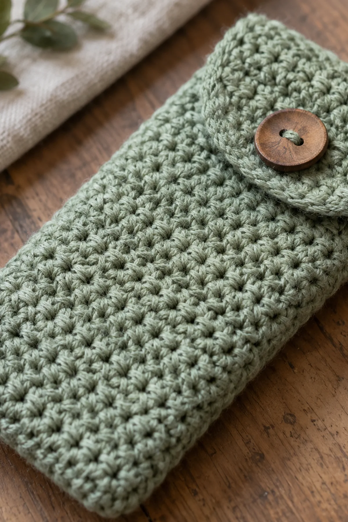 Handmade Crochet iPhone 18 Case: detail view.