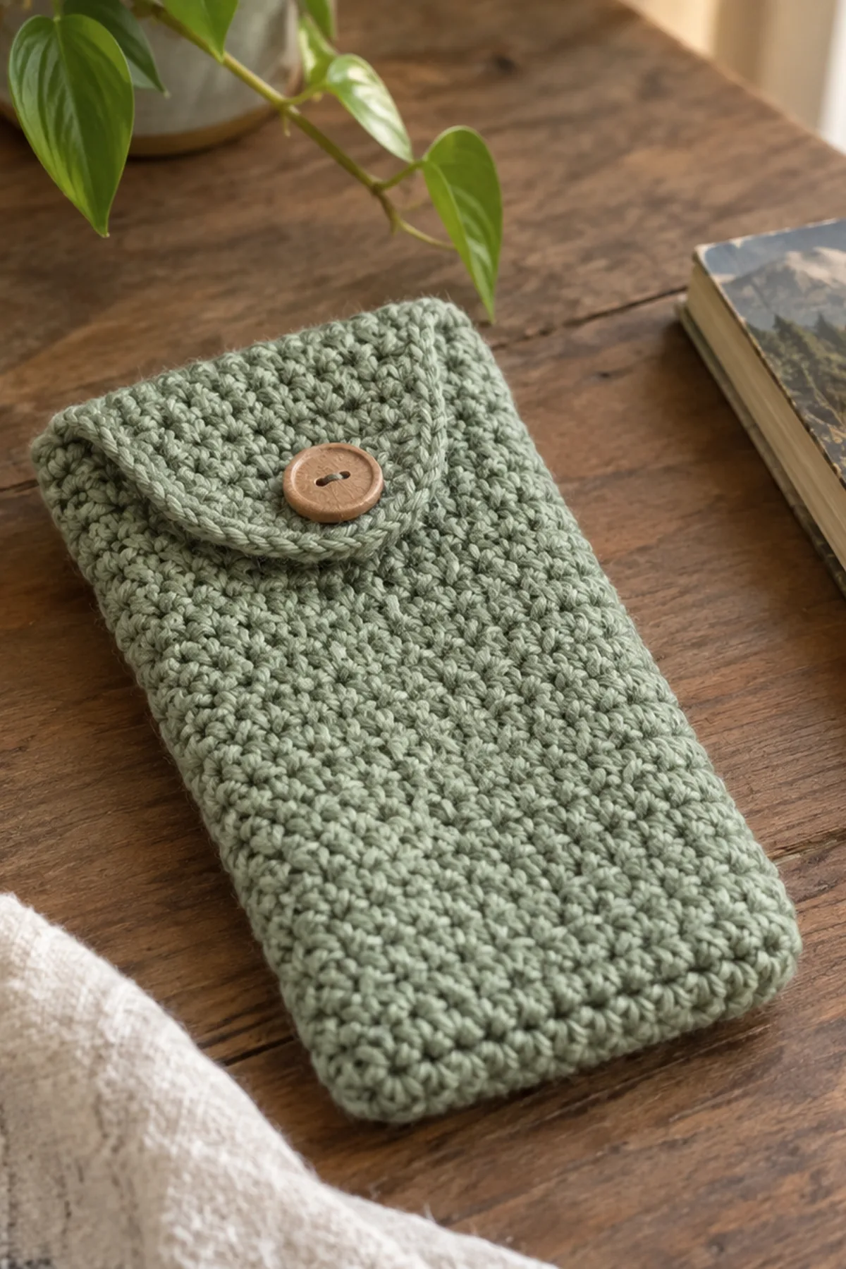 Handmade Crochet iPhone 18 Case: final lifestyle view.