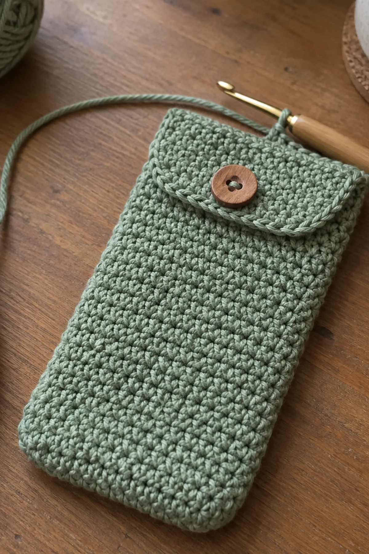 Handmade Crochet iPhone 18 Case: progress 02 view.