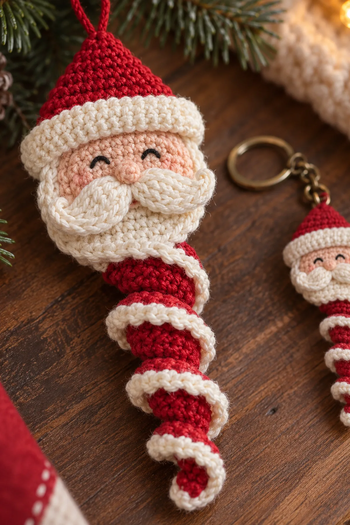 Crochet detail for Jolly Santa Spiral Ornament & Keychain Crochet Pattern