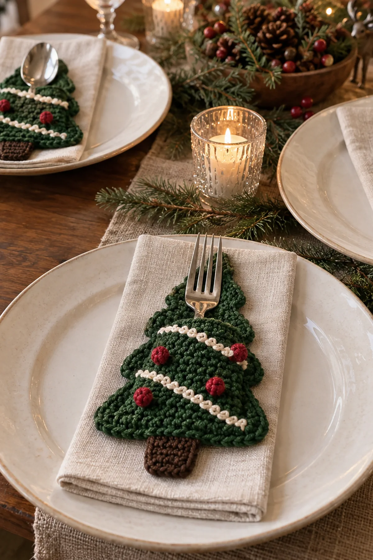 Finished A Little Tree for Every Fork and Spoon: Crochet Cutlery Holders in a home setting