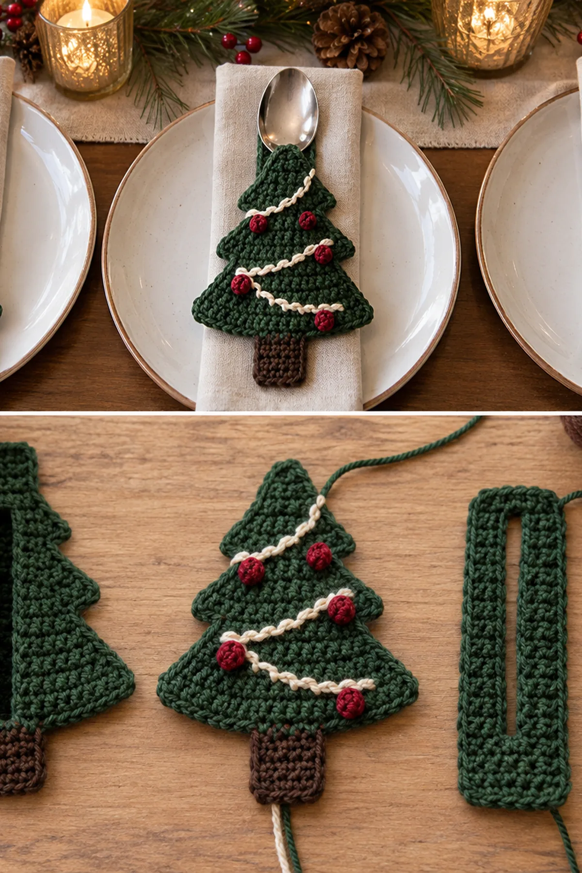Early crochet construction for A Little Tree for Every Fork and Spoon: Crochet Cutlery Holders