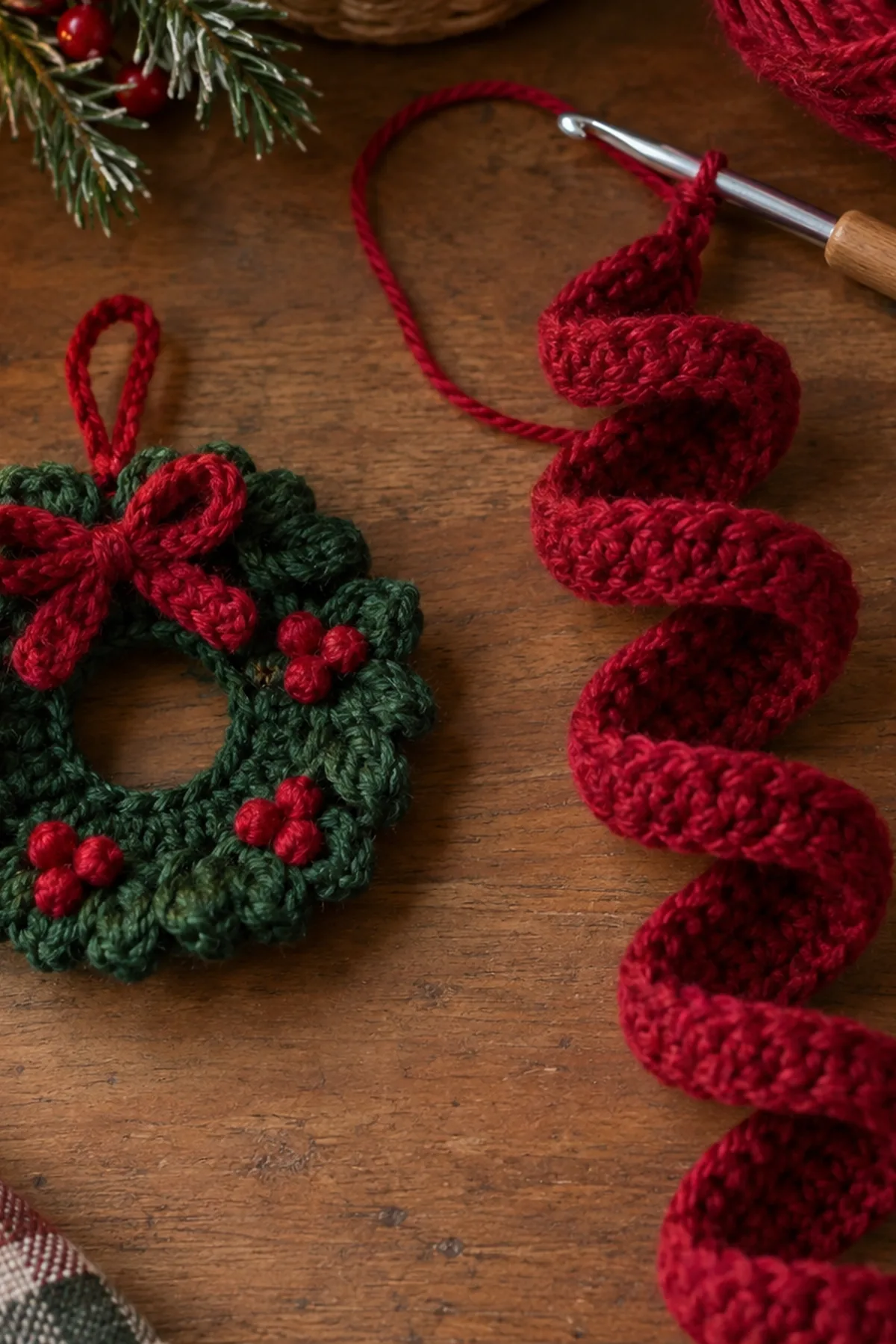 Spiral Crochet Holiday Decor: progress 01 view.