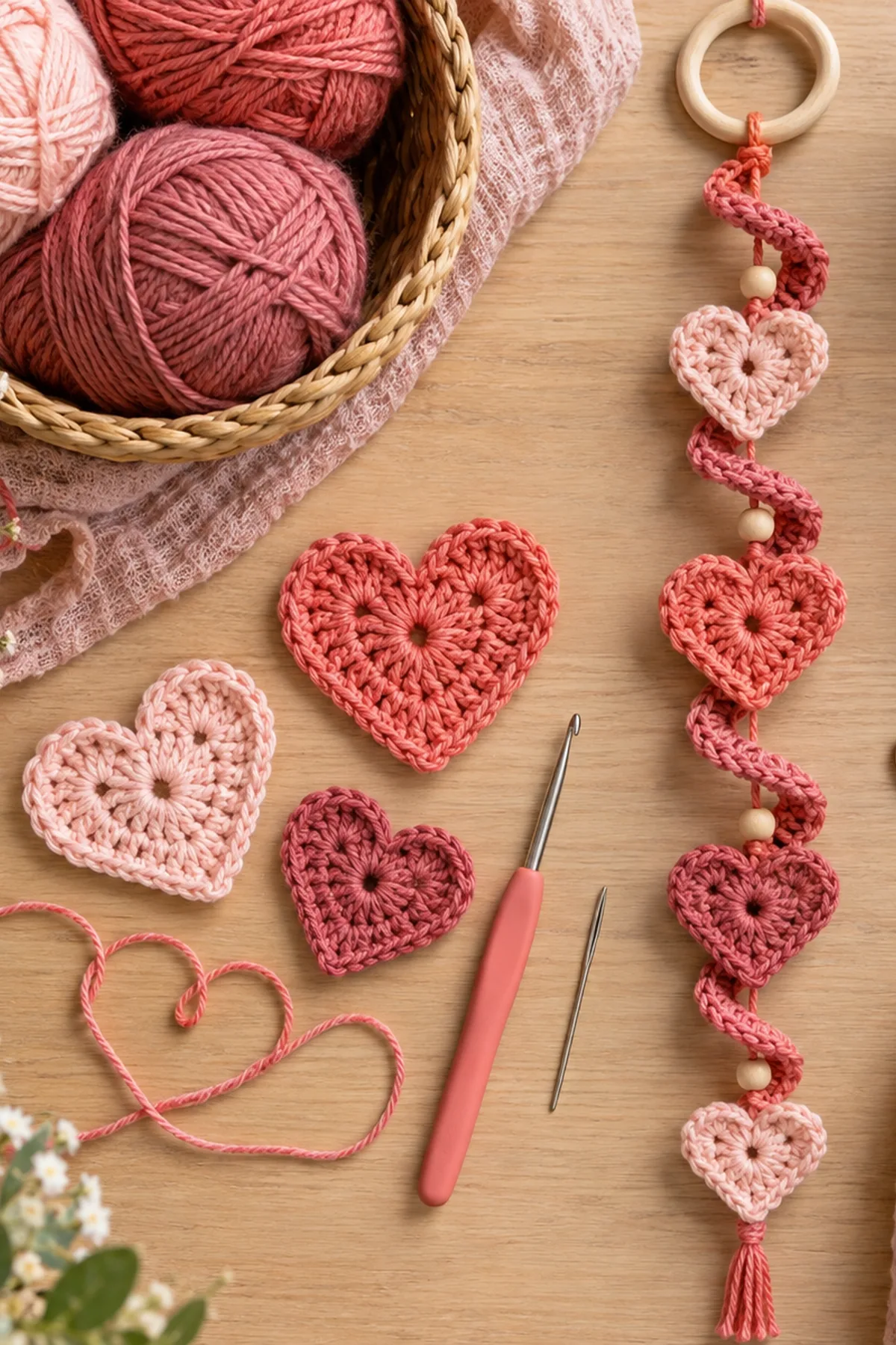 Sweet Crochet Hearts in a Beautiful Spiral: progress 01 view.